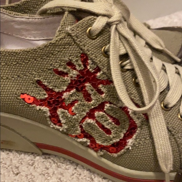 Canvas Platform Sneakers with Red Sequin Accent - Picture 2 of 5